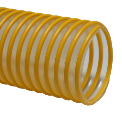 clear tube with orange lining pointing bottom right